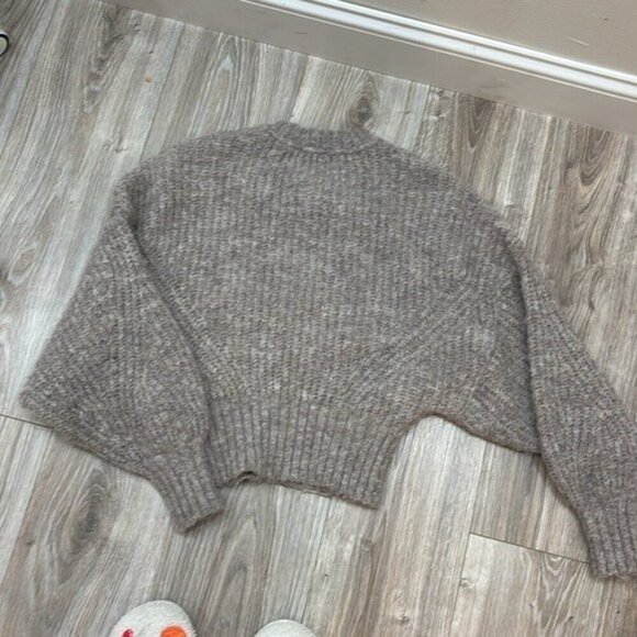 Pilcro Gray  Mauve  Crew Neck Sweater  cropped Classic Knit size Small - Picture 6 of 6